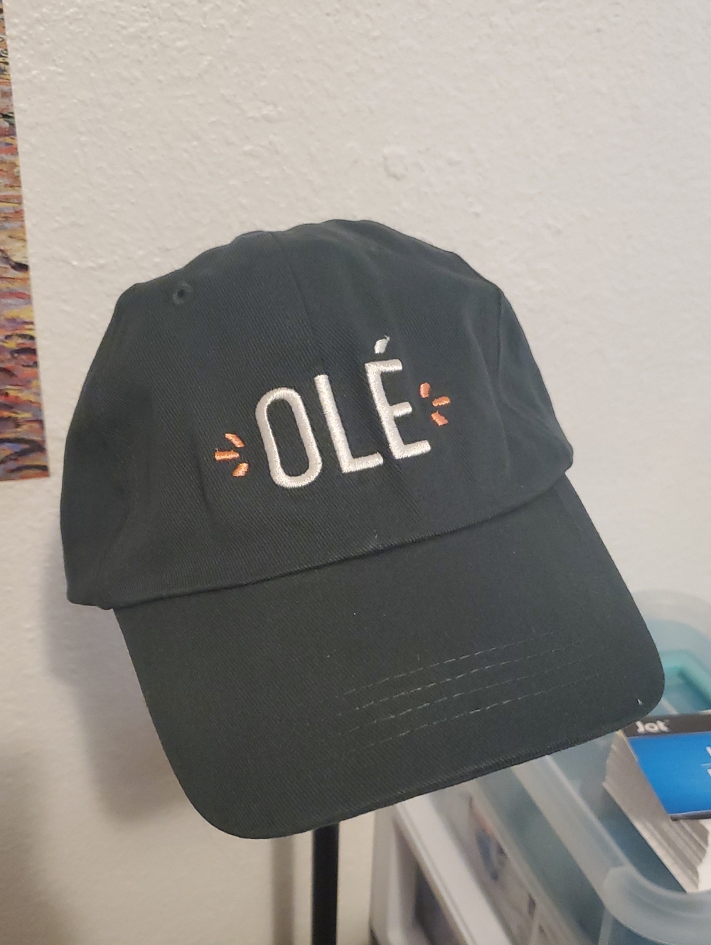 Black 'OLÉ' Embroidered Baseball Cap